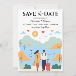Convite salvar data do casamento de destino de viagem