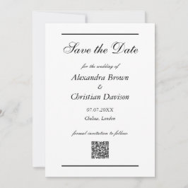 Convite Salvar Data do Casamento Simples Código QR & Foto