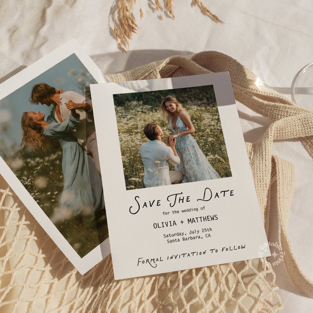 Convite Salvar Data Foto Minimalista Caprichosa (whimsical save the date invitation)