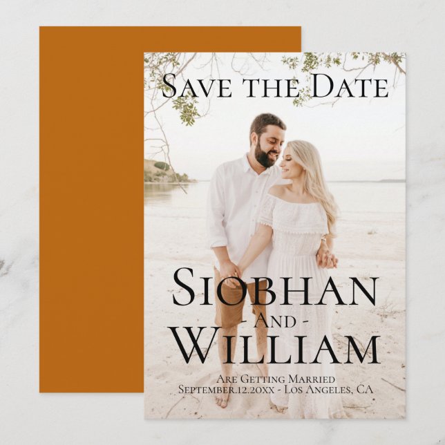 Convite Salvar Data Moderno Personalizado com Foto (Frente/Verso)