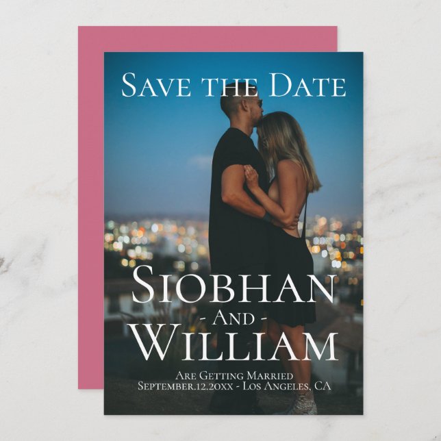 Convite Salvar Data Moderno Personalizado com Foto (Frente/Verso)