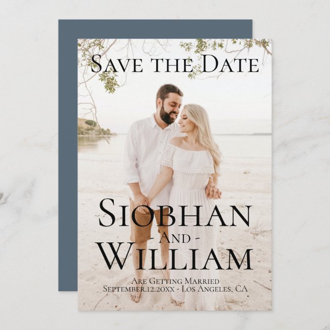 Convite Salvar Data Moderno Personalizado com Foto (Frente/Verso)