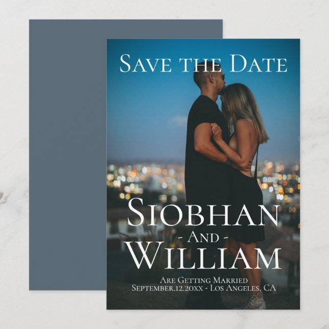 Convite Salvar Data Moderno Personalizado com Foto (Frente/Verso)