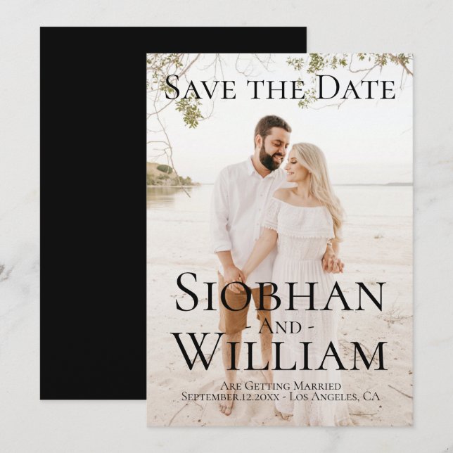 Convite Salvar Data Moderno Personalizado com Foto (Frente/Verso)