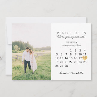 Convite Salvar o calendário Dourado Coração fevereiro de 2