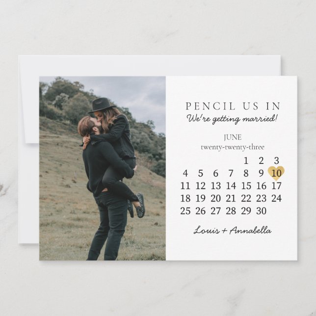 Convite Salvar o calendário Dourado Coração junho de 2023  (Frente)