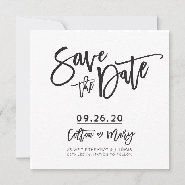 Convite SALVAR o design personalizado DATE para Colton + M (Frente)