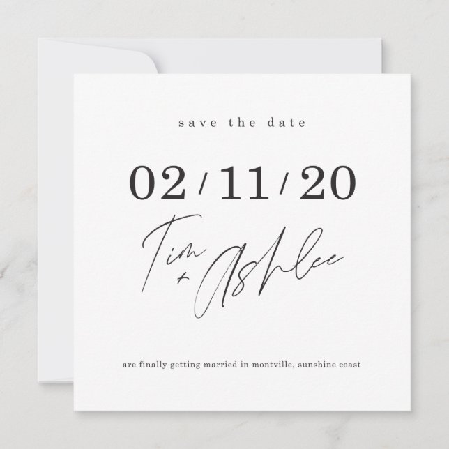 Convite SALVAR o design personalizado DATE para Tim + Ashl (Frente)