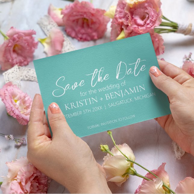 Convite Salvar os Anúncios de Data (Teal) (Criador carregado)