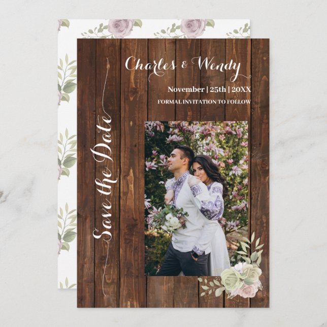 Convite Salvar Rosas Roxos do País de Data (Frente/Verso)