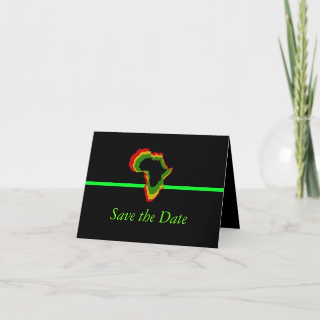 Convite "Salve a Data" África com Cores Pan-Africanas [Ver (Frente)