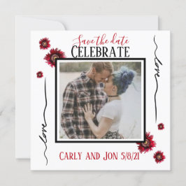 Convite Salve a data Amor e flores vermelhas