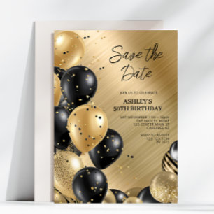 Convite Salve a Data Aniversário de 50 anos Dourado