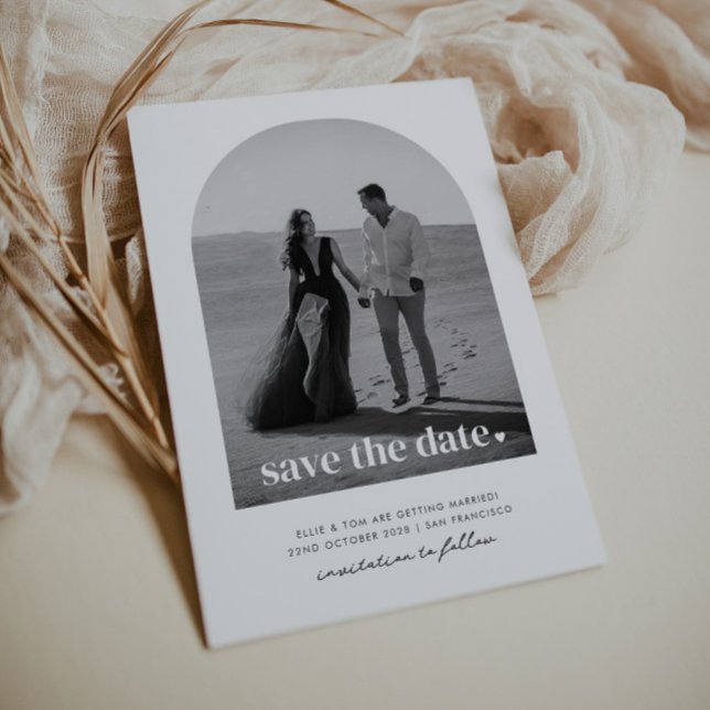 Convite Salve A Data Arqueado Coração (Zazzle Arched Save The Date Heart Invitation)