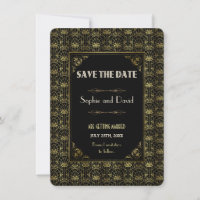 Salve A Data | Arte Deco Dourado Preto Rugindo Ano