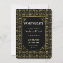 Salve A Data | Arte Deco Dourado Preto Rugindo Ano