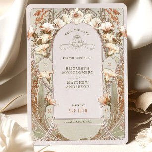 Convite Salve a Data Arte Nova Vintage por Mucha Invitat