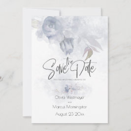 Convite Salve a data Bohemian Dusty Blue Floral