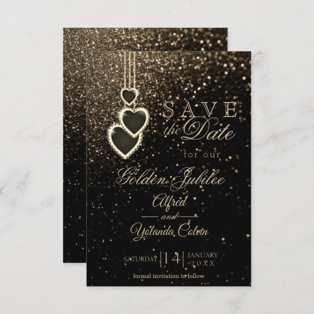 Convite Salve a Data - Brilho Dourado (Frente/Verso)