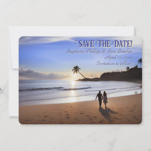 Convite Salve a Data Casal Romântico na Praia