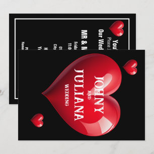 Convite Salve a Data Casamento Colorido Coração Vermelho
