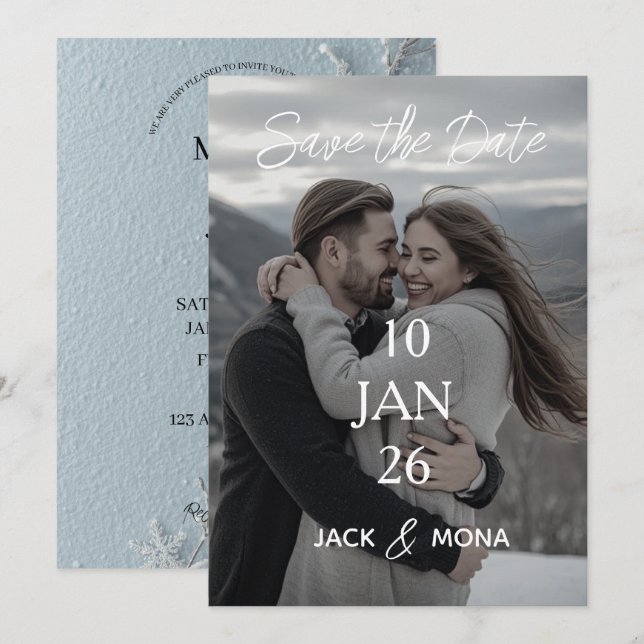 Convite Salve a data  Casamento moderno simples personaliz (Frente/Verso)