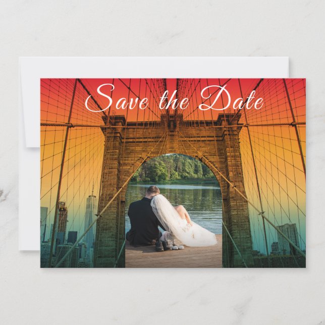 Convite Salve A Data Casamento Noivos Nova York (Frente)