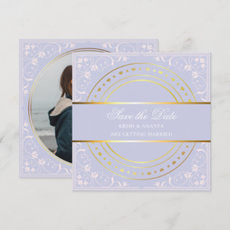 Convite Salve a data, Casamento Pastel Roxo e Dourado  Con