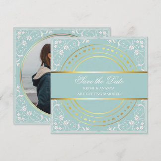 Convite Salve a data, Casamento Pastel Verde e Dourado