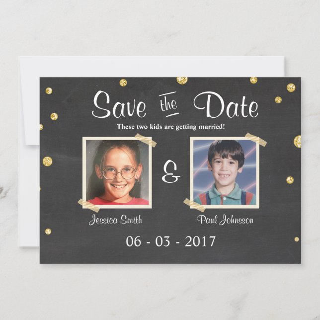 Convite Salve a data Casamento Quadro de Giz Rústico Doura (Frente)