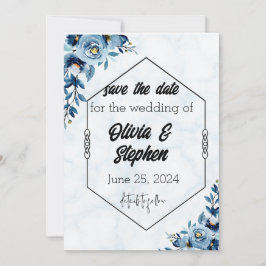 Convite Salve a data - Casamento/rosas azuis