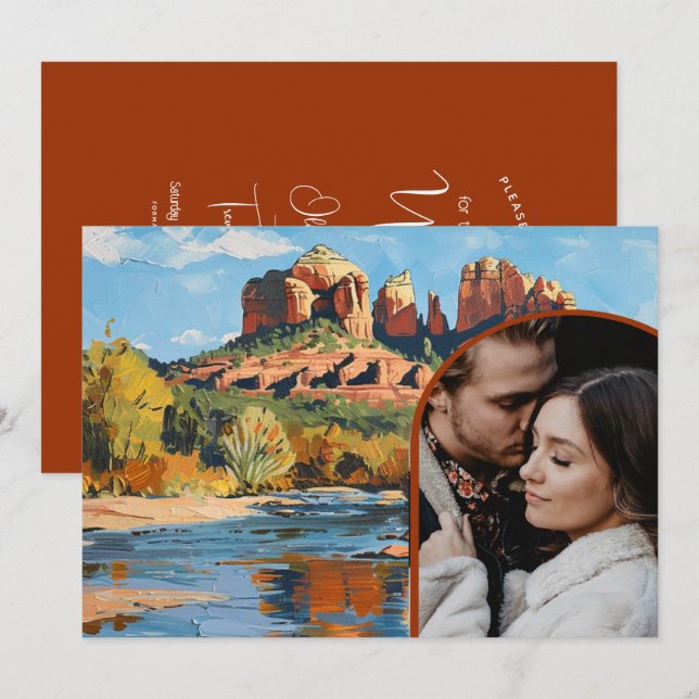 Convite Salve a data - Catedral de Sedona Red Rock (Frente/Verso)