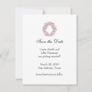 Convite Salve a data com a coroa plana rosa
