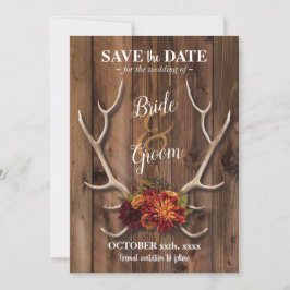 Convite Salve a data com antlero rústico romântico casamen