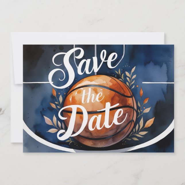 Convite Salve a data com basquete no campo de basquete (Frente)