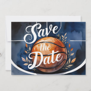 Convite Salve a data com basquete no campo de basquete