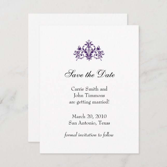 Convite Salve a data com o Motif Barroco (Frente/Verso)