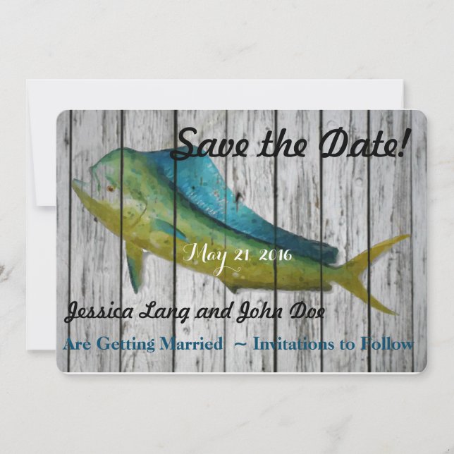 Convite Salve a data com um Mahi Mahi (Frente)