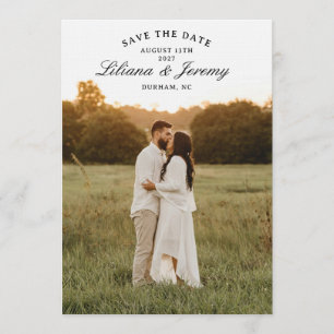 Convite Salve a Data de Casamento com Foto Moderna e Texto