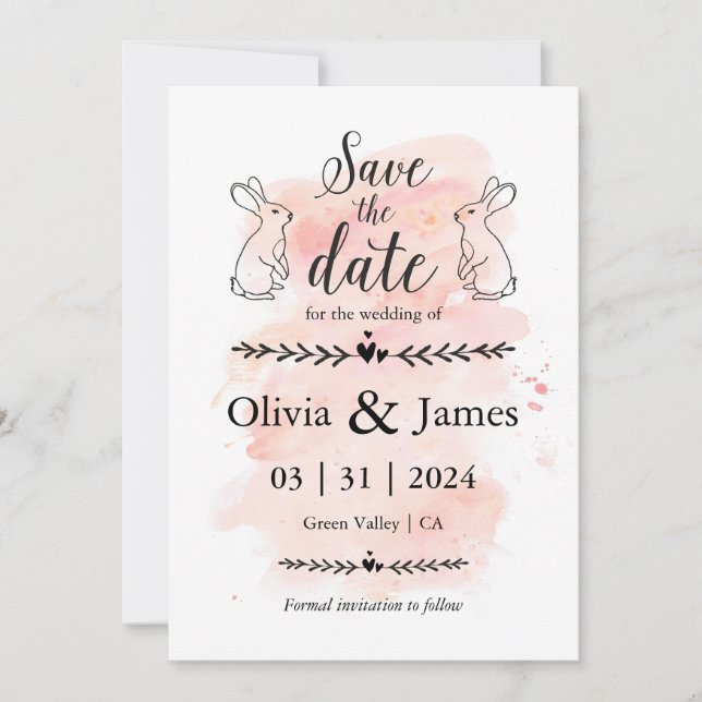 Convite Salve a data de casamento entre Páscoa branca e pr (Frente)