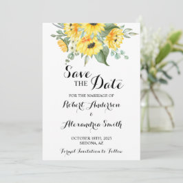 Convite Salve a data de casamento Girassóis