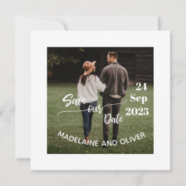 Convite Salve a data de casamento Simples Foto Moderna