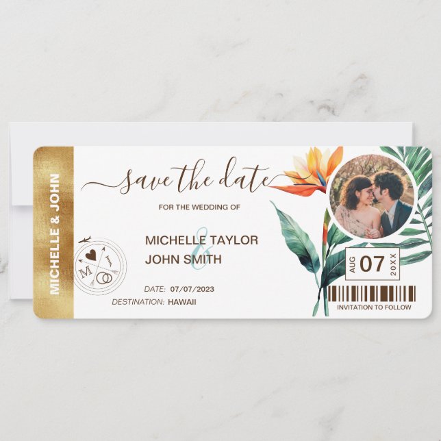 Convite Salve a data de embarque no World Map Beach Photo (Frente)