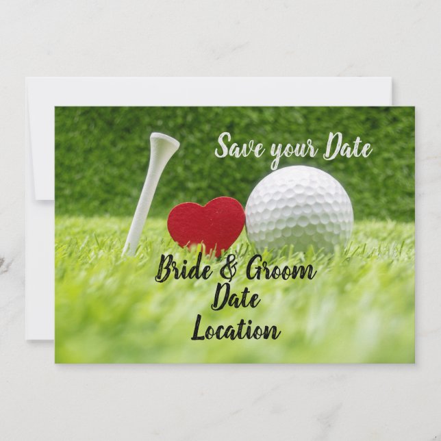 Convite Salve a data de golfe bola de golfe com amor (Frente)