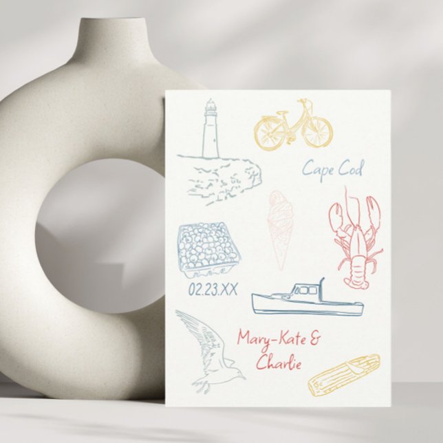 Convite Salve a data do casamento de verão na Nova Inglate (Criador carregado)