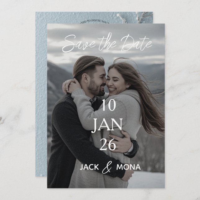 Convite Salve a data do casamento Personalizado Moderno Si (Frente/Verso)