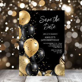Convite Salve a data Dourada 50º aniversário do preto