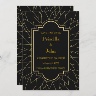 Convite Salve a data, excelente gatsby, dahlia geométrico