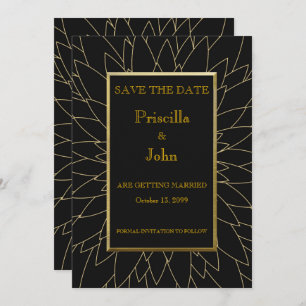 Convite Salve a data, excelente gatsby, dahlia geométrico