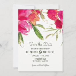 Convite Salve a data. Fuchsia Green Floral Wedding